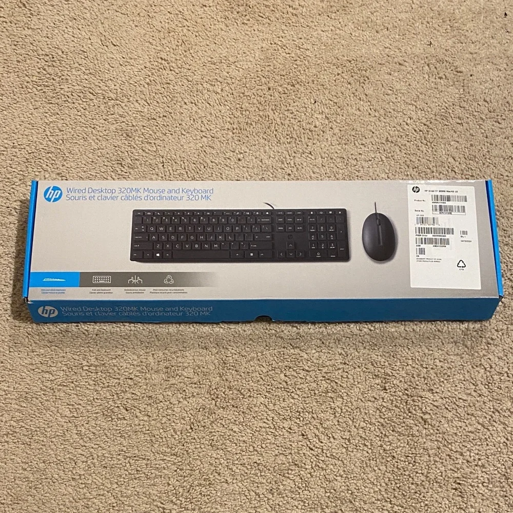⭐️3 for 21⭐️ or 1@ listed price HP Wired Desktop 320MK Keyboard l/mouse black